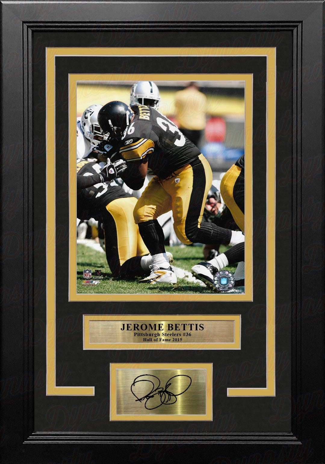 Dynasty Sports & Framing Engraved Signatures Jerome Bettis in Action Pittsburgh Steelers 8" x 10" Framed Football Photo with Engraved Autograph