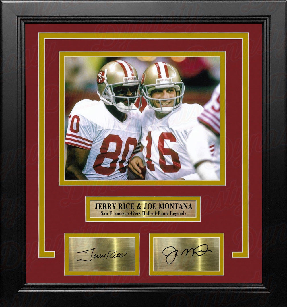 Dynasty Sports & Framing Engraved Signatures Jerry Rice & Joe Montana San Francisco 49ers 8" x 10" Framed Football Photo with Engraved Autographs