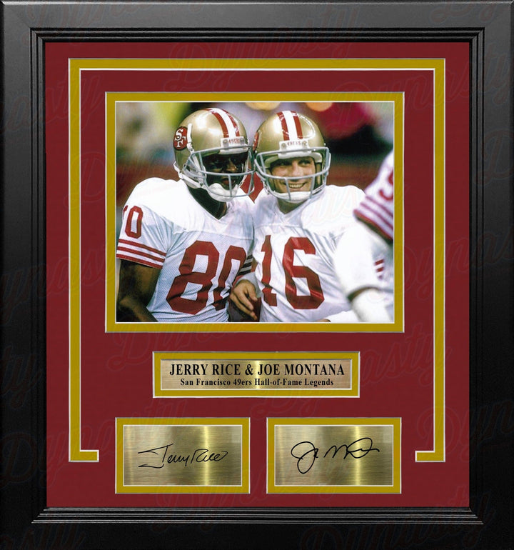 Dynasty Sports & Framing Engraved Signatures Jerry Rice & Joe Montana San Francisco 49ers 8" x 10" Framed Football Photo with Engraved Autographs