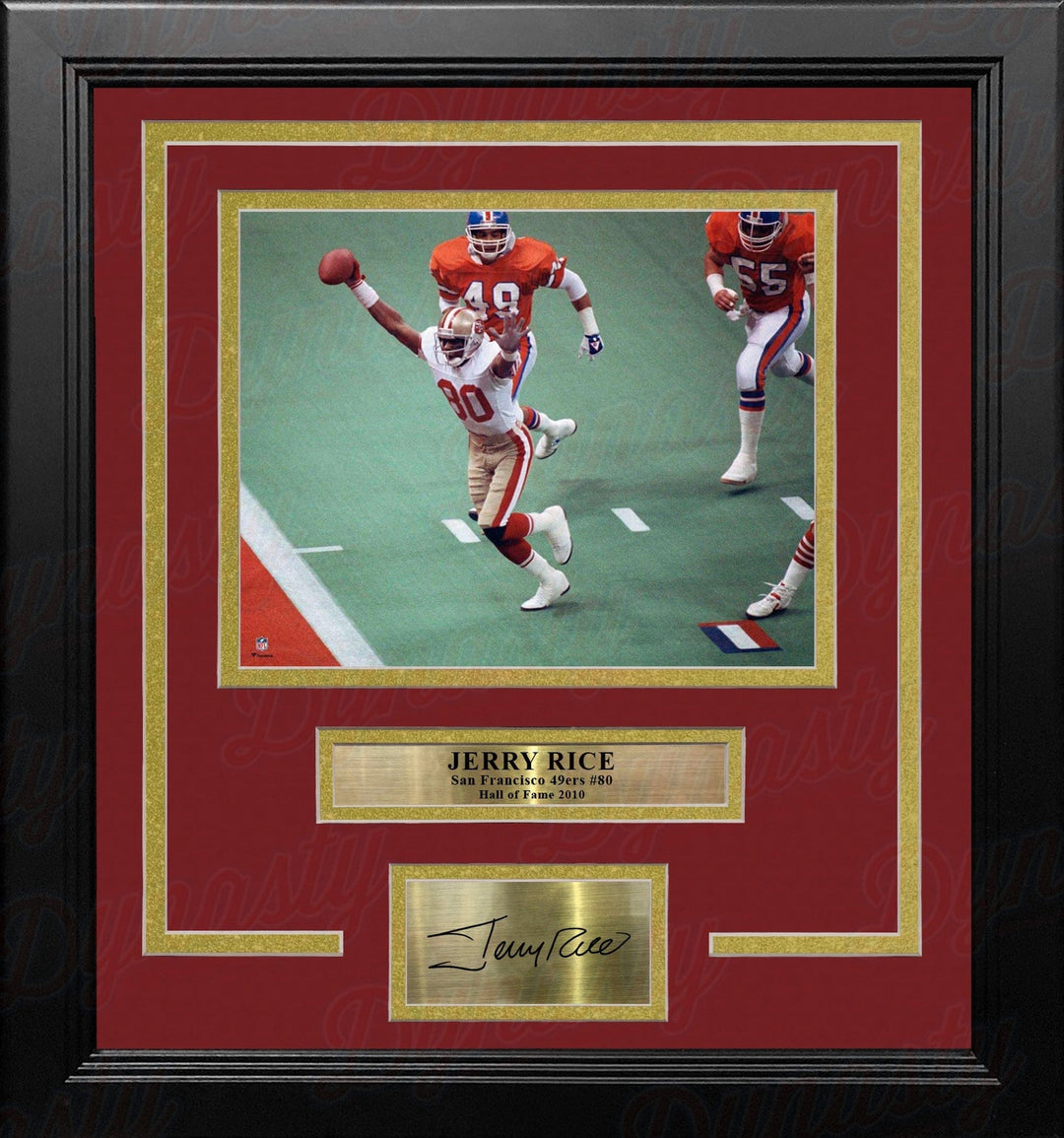 Dynasty Sports & Framing Engraved Signatures Jerry Rice Super Bowl XXIV Touchdown San Francisco 49ers 8x10 Framed Photo with Engraved Autograph