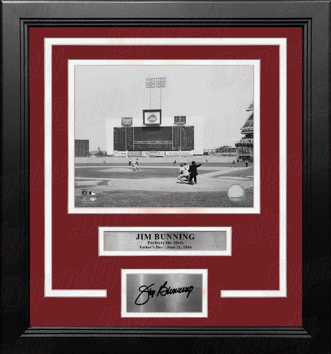 Dynasty Sports & Framing Engraved Signatures Jim Bunning Fathers Day Perfect Game Philadelphia Phillies 8x10 Framed Photo with Engraved Autograph
