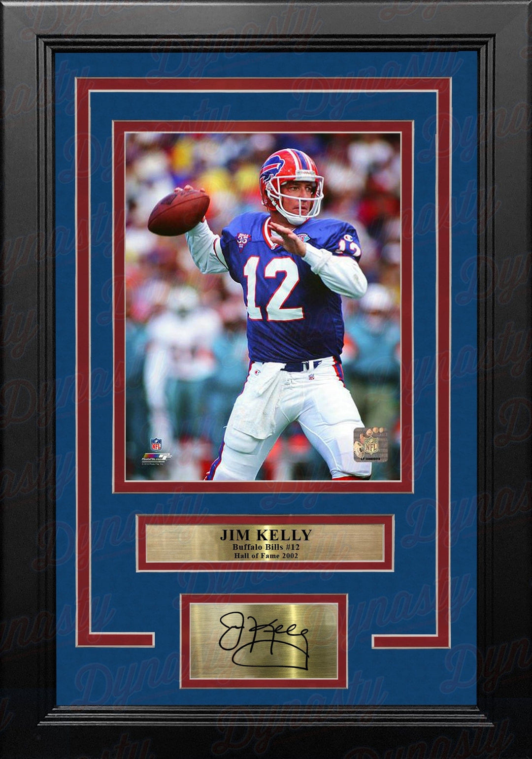 Dynasty Sports & Framing Engraved Signatures Jim Kelly in Action Buffalo Bills 8" x 10" Framed Football Photo with Engraved Autograph