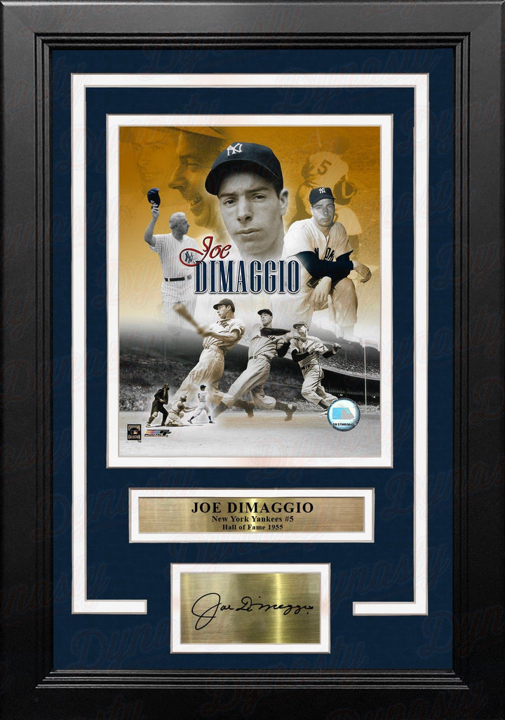 Dynasty Sports & Framing Engraved Signatures Joe DiMaggio New York Yankees 8" x 10" Framed Baseball Collage Photo with Engraved Autograph