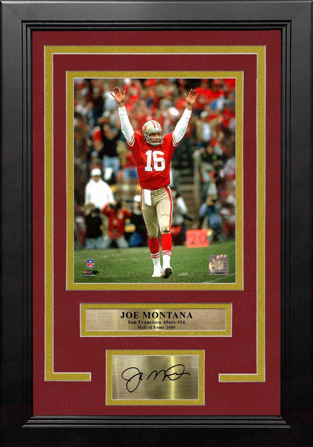 Dynasty Sports & Framing Engraved Signatures Joe Montana Celebration San Francisco 49ers 8" x 10" Framed and Matted Photo with Engraved Autograph