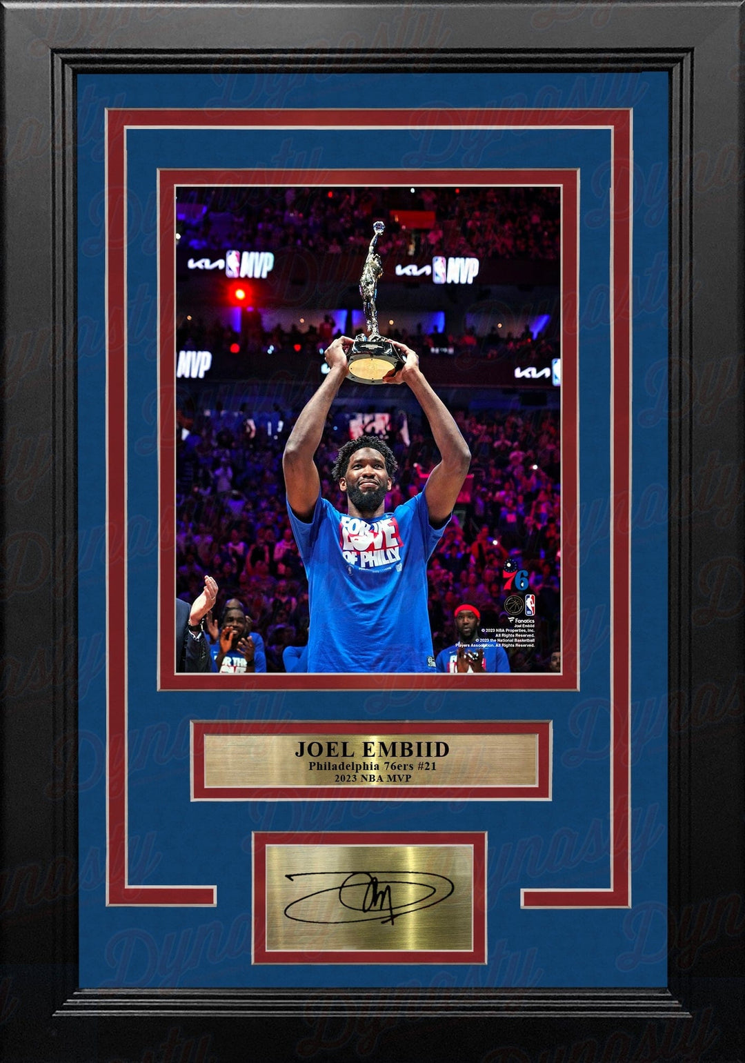 Dynasty Sports & Framing Engraved Signatures Joel Embiid 2023 MVP Trophy Philadelphia 76ers 8" x 10" Framed Basketball Photo with Engraved Autograph