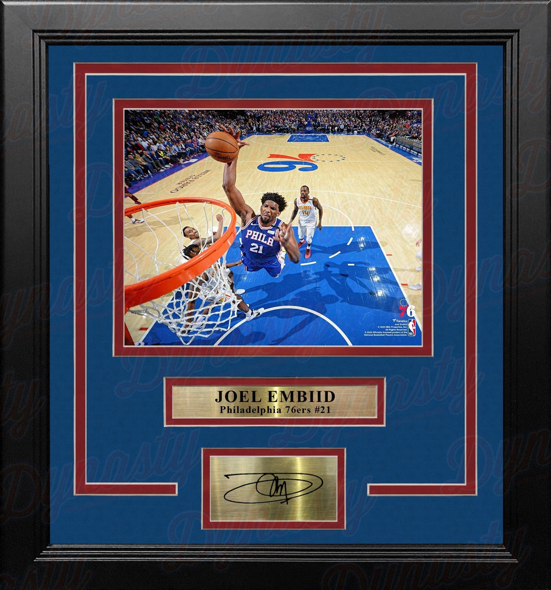 Dynasty Sports & Framing Engraved Signatures Joel Embiid Rim-Cam Dunk Philadelphia 76ers 8" x 10" Framed Basketball Photo with Engraved Autograph