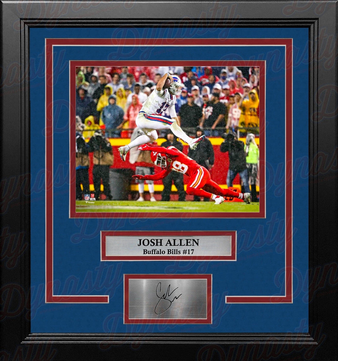 Dynasty Sports & Framing Engraved Signatures Josh Allen Defender Hurdle Buffalo Bills 8" x 10" Framed Football Photo with Engraved Autograph