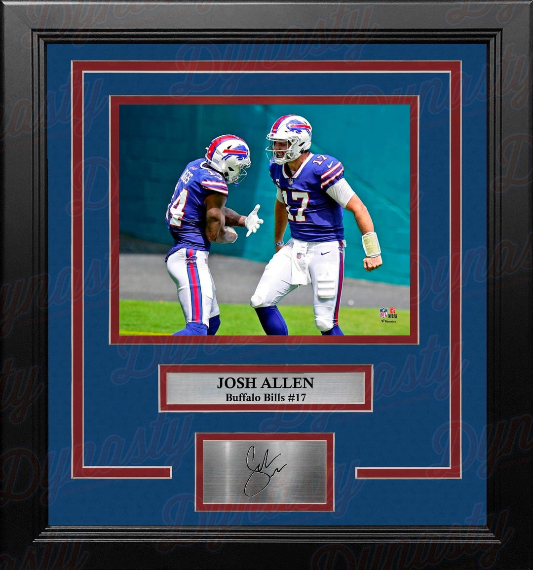 Dynasty Sports & Framing Engraved Signatures Josh Allen Touchdown Celebration Buffalo Bills 8x10 Framed Football Photo with Engraved Autograph