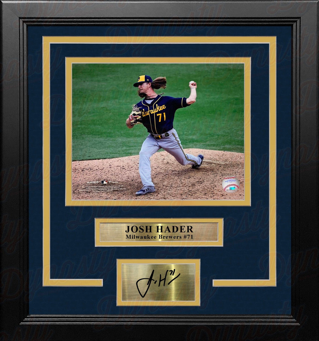 Dynasty Sports & Framing Engraved Signatures Josh Hader in Action Milwaukee Brewers 8" x 10" Framed Baseball Photo with Engraved Autograph