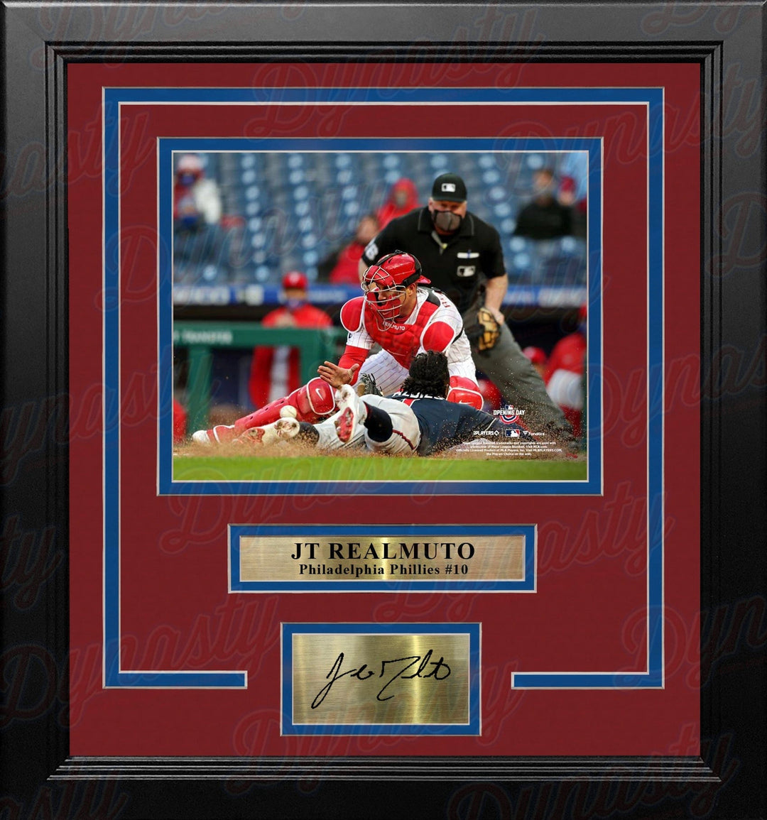 Dynasty Sports & Framing Engraved Signatures JT Realmuto Play at the Plate Philadelphia Phillies 8x10 Framed Photo with Engraved Autograph