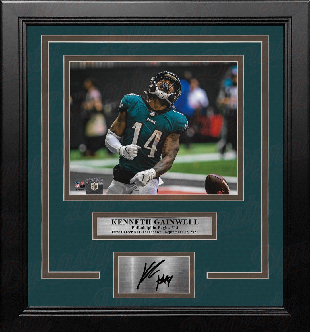 Dynasty Sports & Framing Engraved Signatures Kenneth Gainwell First NFL Touchdown Philadelphia Eagles 8x10 Framed Photo with Engraved Autograph
