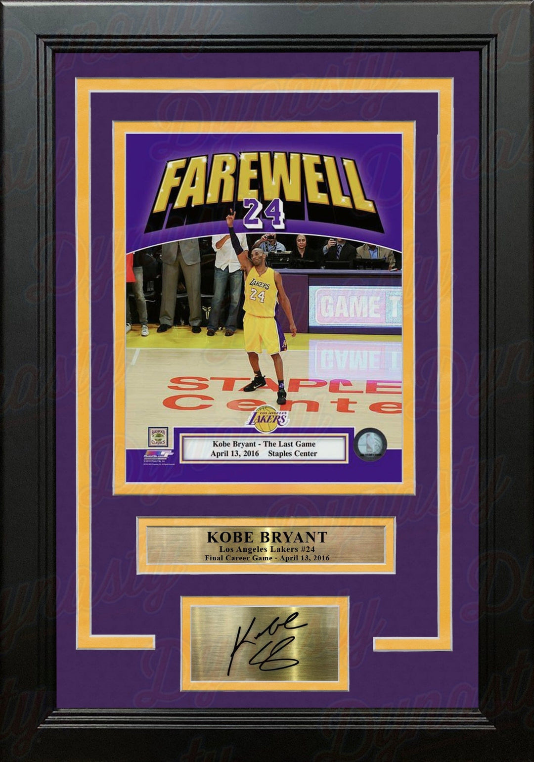 Dynasty Sports & Framing Engraved Signatures Kobe Bryant Final NBA Game Los Angeles Lakers 8x10 Framed Basketball Photo with Engraved Autograph