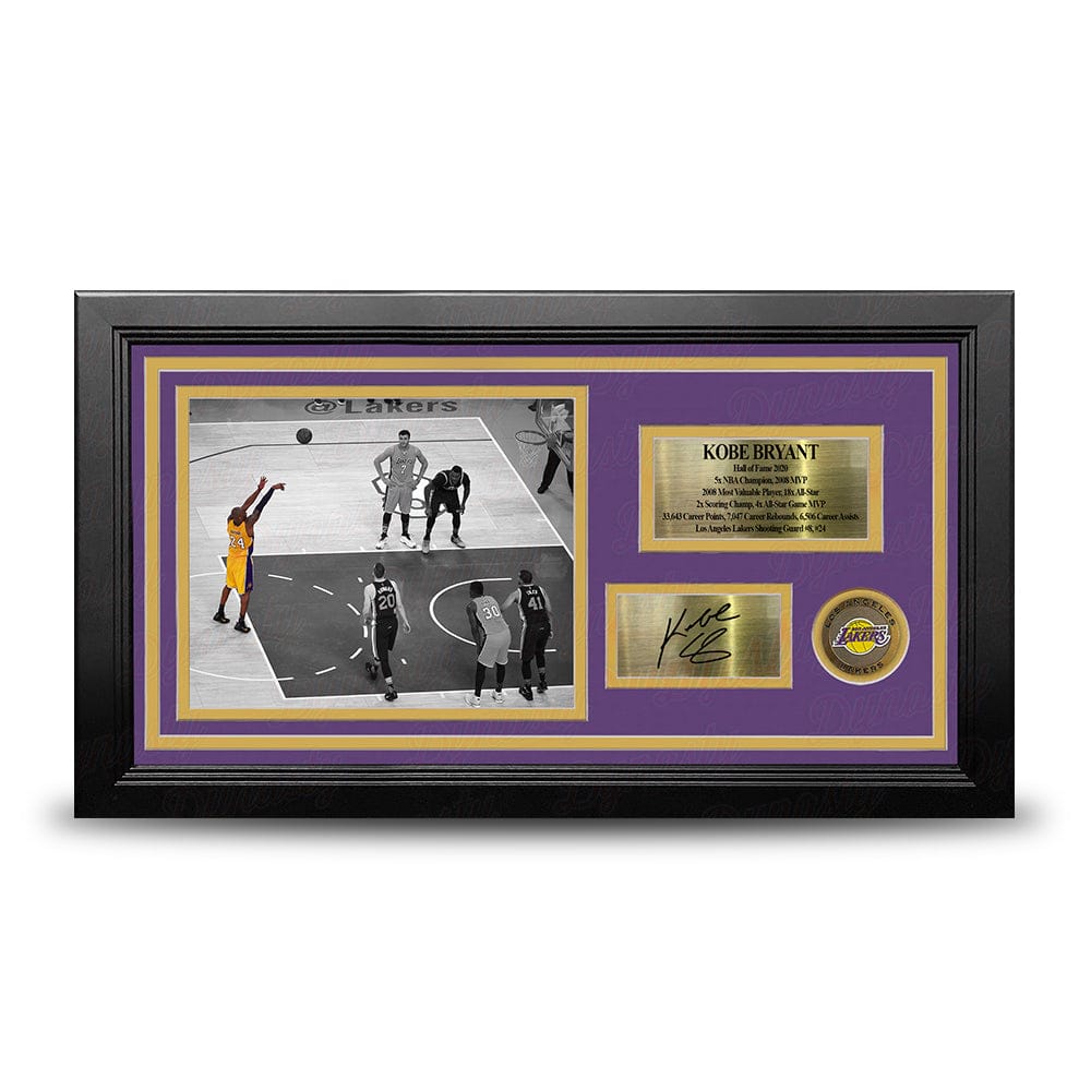 Dynasty Sports & Framing Engraved Signatures Kobe Bryant Last Shot Los Angeles Lakers 8x10 Framed Photo with Engraved Autograph & Career Stats
