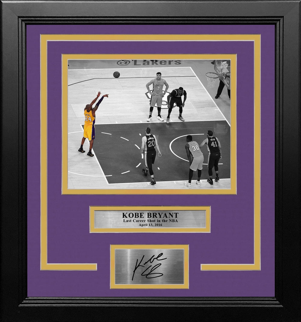 Dynasty Sports & Framing Engraved Signatures Kobe Bryant's Last Career Shot Los Angeles Lakers Framed Basketball Photo with Engraved Autograph