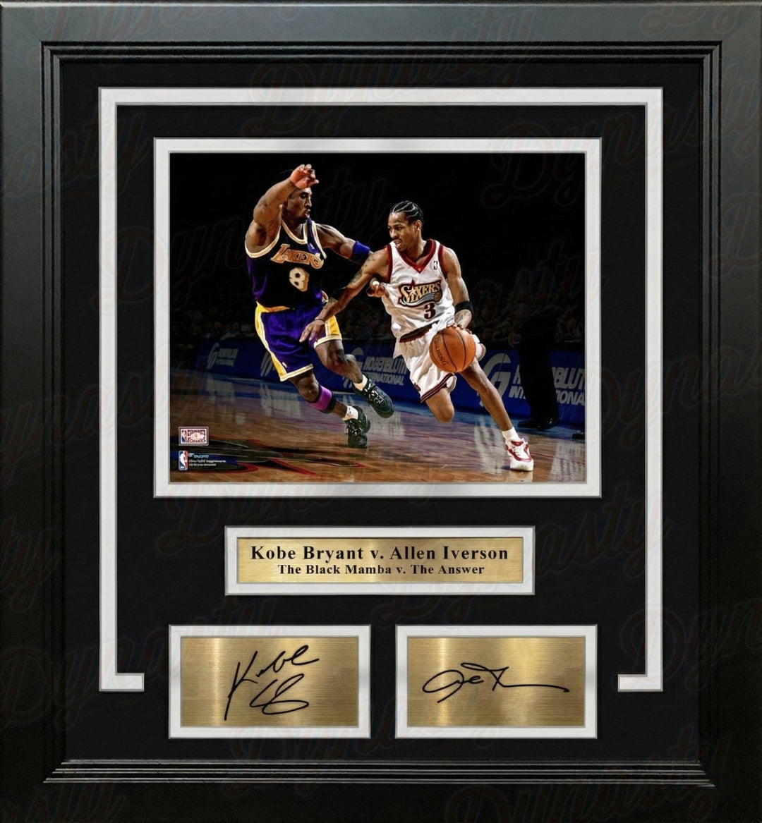 Dynasty Sports & Framing Engraved Signatures Kobe Bryant v. Allen Iverson 8" x 10" Framed Basketball Legends Photo with Engraved Autographs