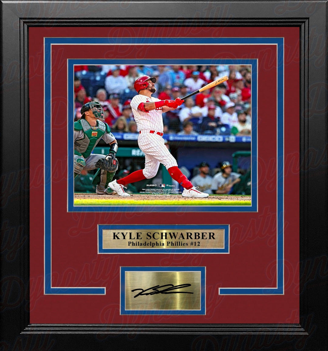 Dynasty Sports & Framing Engraved Signatures Kyle Schwarber Home Run Swing Philadelphia Phillies 8" x 10" Framed Photo with Engraved Autograph