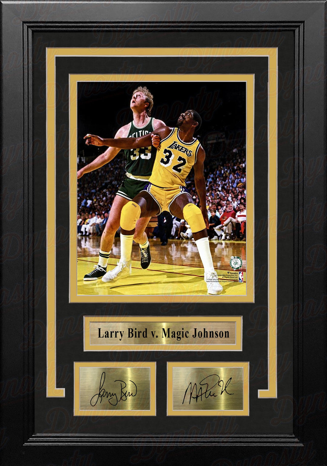 Dynasty Sports & Framing Engraved Signatures Larry Bird v. Magic Johnson 8" x 10" Framed Basketball Photo with Engraved Autographs