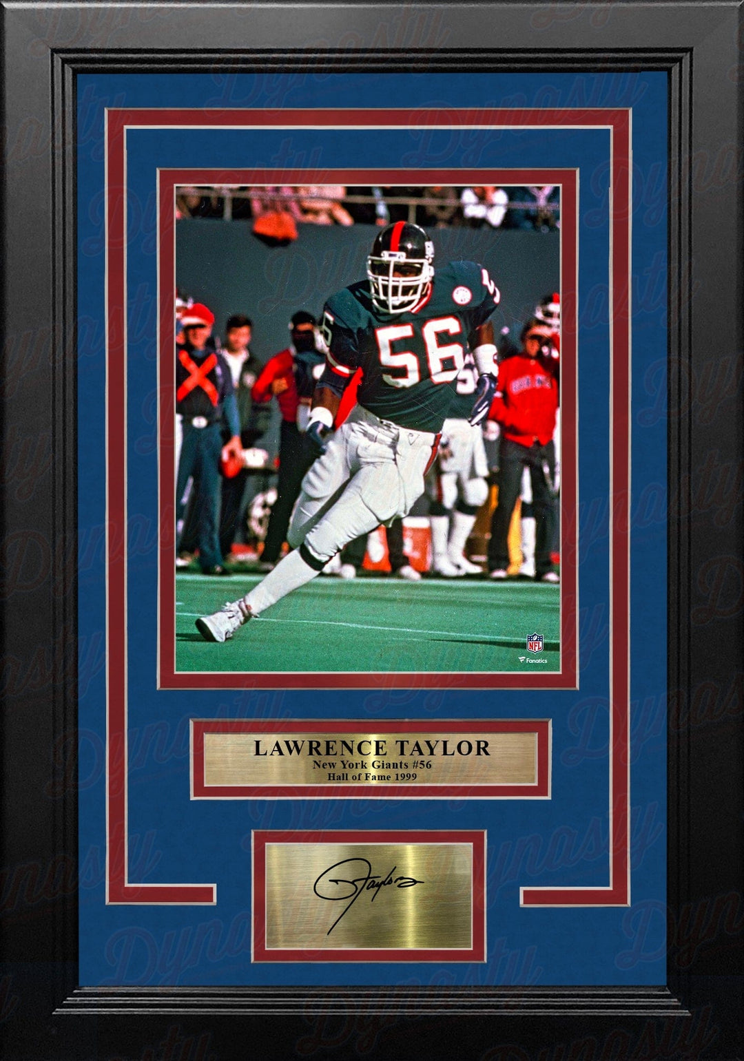 Dynasty Sports & Framing Engraved Signatures Lawrence Taylor in Action New York Giants 8x10 Framed Football Photo with Engraved Autograph