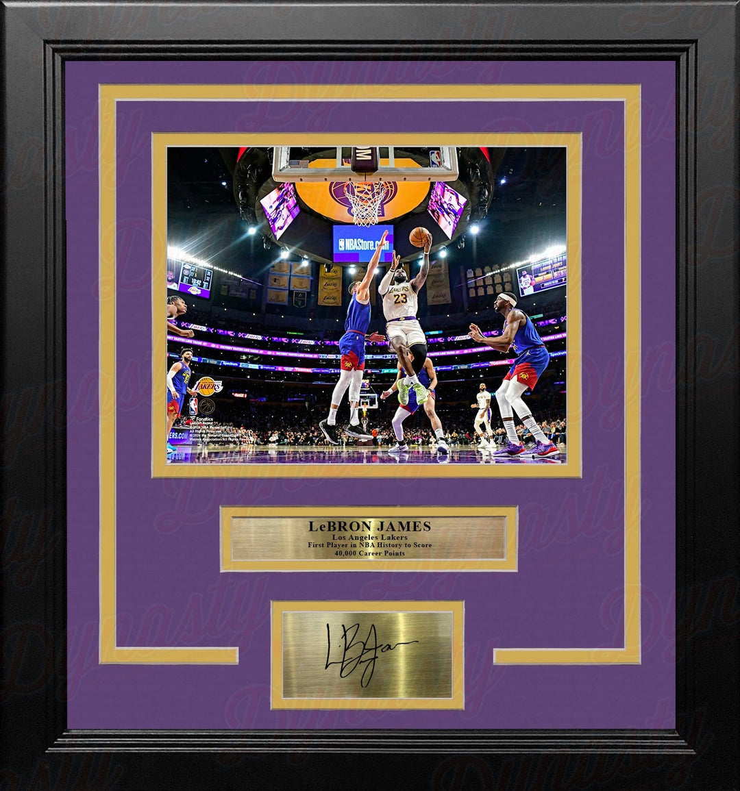 Dynasty Sports & Framing Engraved Signatures LeBron James 1st Player to Score 40,000 Points LA Lakers 8x10 Framed Photo with Engraved Autograph