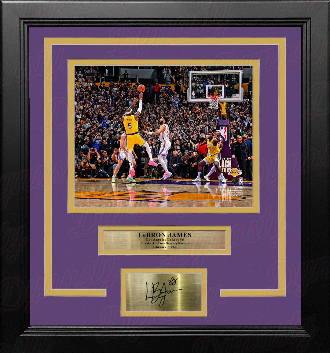 Dynasty Sports & Framing Engraved Signatures LeBron James Breaks the All-Time Scoring Record LA Lakers 8x10 Framed Photo with Engraved Autograph