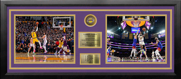 Dynasty Sports & Framing Engraved Signatures LeBron James Scoring Records Los Angeles Lakers 8x10 Framed Basketball Photo with Engraved Autograph