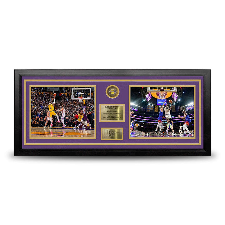 Dynasty Sports & Framing Engraved Signatures LeBron James Scoring Records Los Angeles Lakers 8x10 Framed Basketball Photo with Engraved Autograph