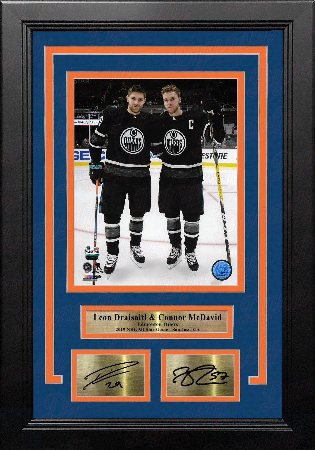 Dynasty Sports & Framing Engraved Signatures Leon Draisaitl & Connor McDavid Edmonton Oilers 8x10 Framed Hockey Photo with Engraved Autographs