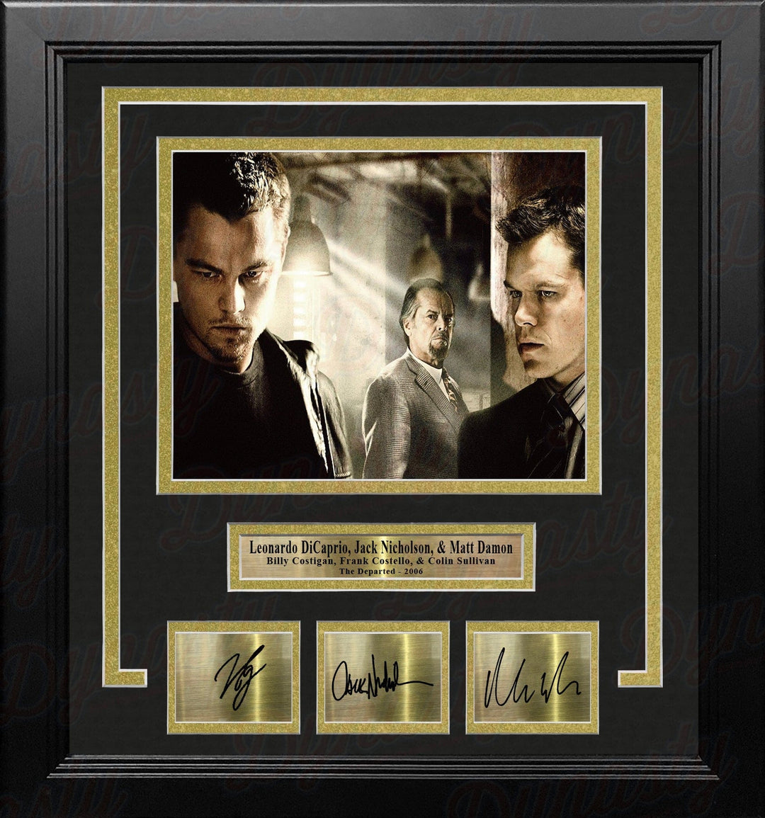 Dynasty Sports & Framing Engraved Signatures Leonardo DiCaprio Jack Nicholson & Matt Damon The Departed 8x10 Framed Photo with Laser Autographs