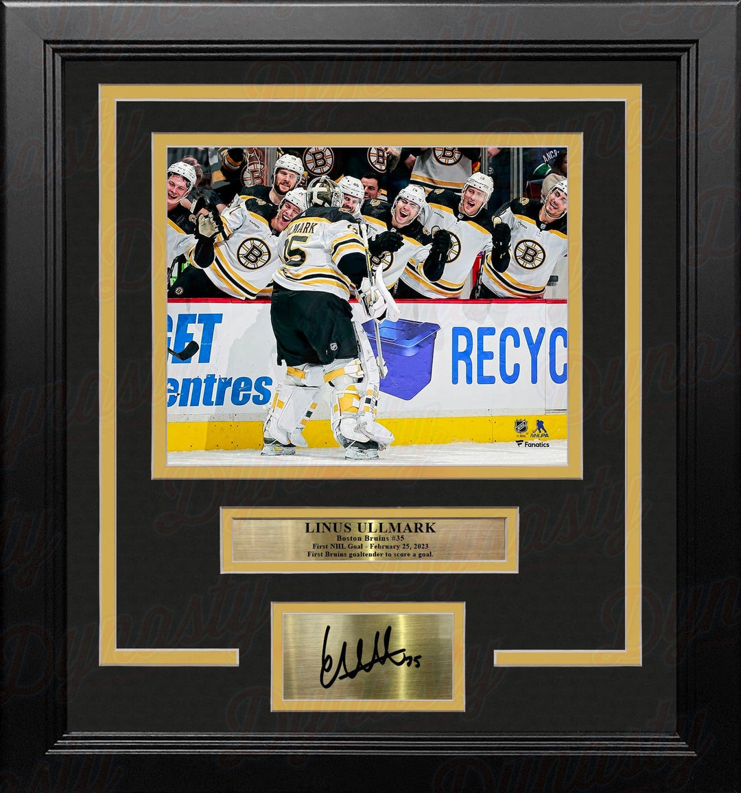Dynasty Sports & Framing Engraved Signatures Linus Ullmark 1st NHL Goal Boston Bruins 8" x 10" Framed Hockey Photo with Engraved Autograph