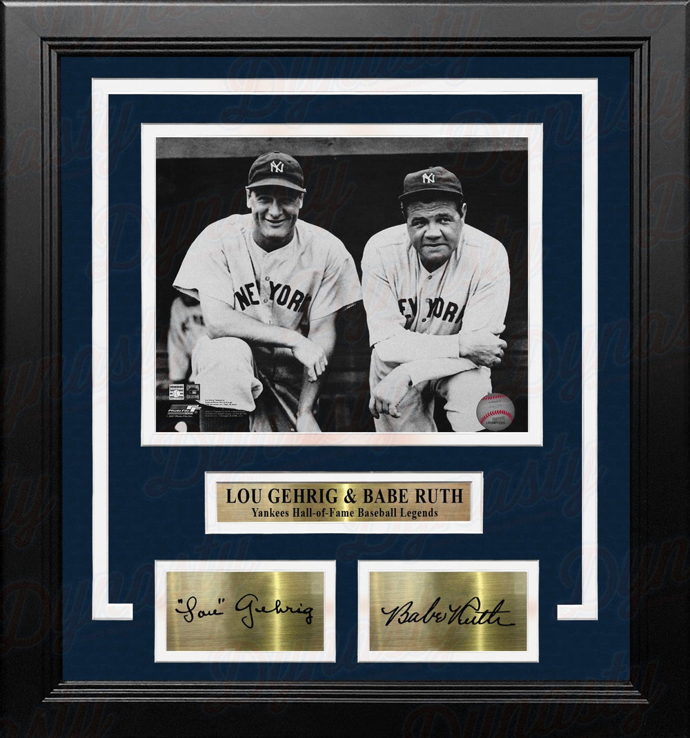 Dynasty Sports & Framing Engraved Signatures Lou Gehrig & Babe Ruth New York Yankees 8" x 10" Framed Baseball Photo with Engraved Autographs