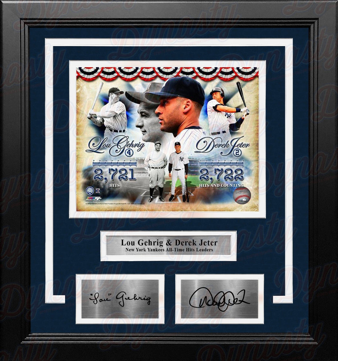 Dynasty Sports & Framing Engraved Signatures Lou Gehrig & Derek Jeter New York Yankees Hit Leaders 8" x 10" Framed Photo with Engraved Autographs