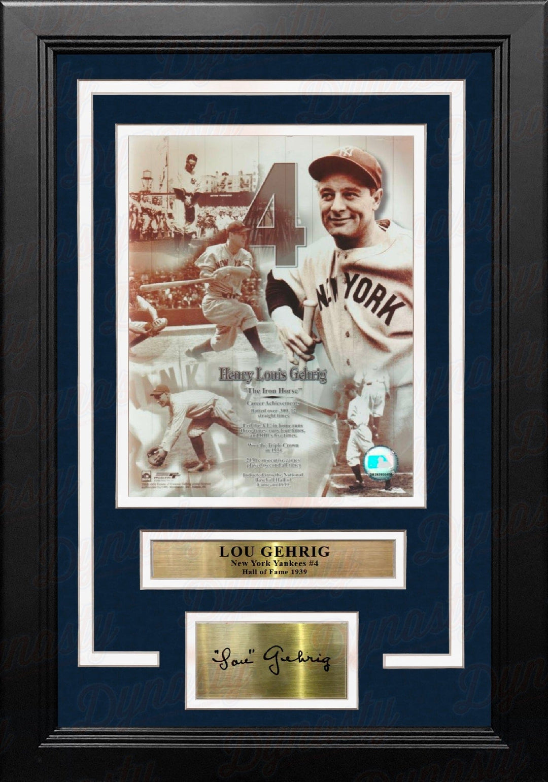 Dynasty Sports & Framing Engraved Signatures Lou Gehrig New York Yankees 8x10 Framed Baseball Collage Photo with Engraved Autograph