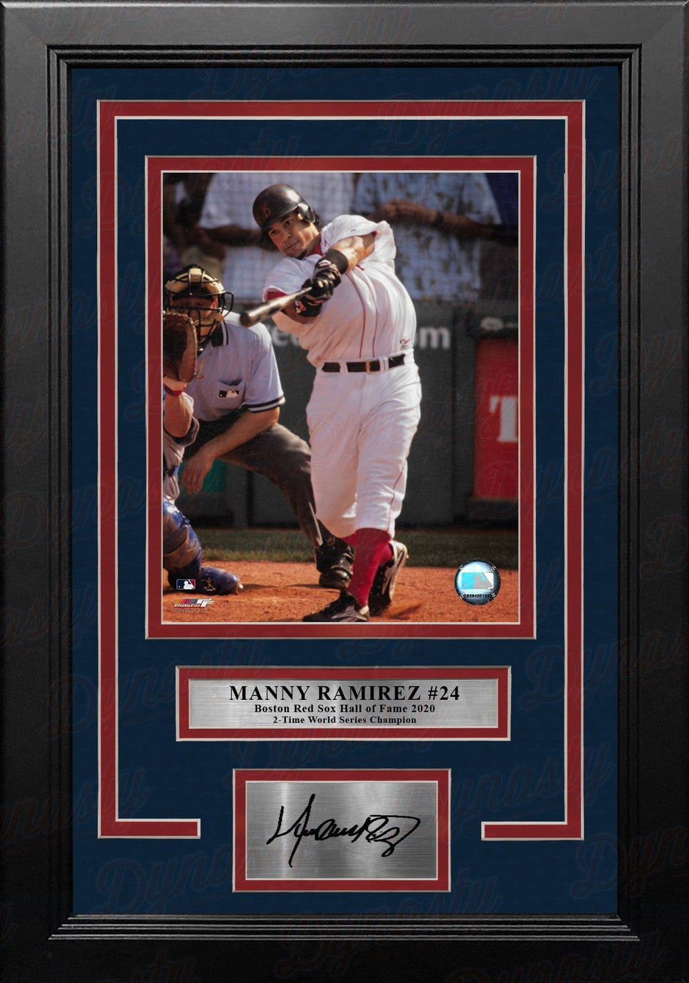 Dynasty Sports & Framing Engraved Signatures Manny Ramirez Swinging Action Boston Red Sox 8" x 10" Framed Baseball Photo with Engraved Autograph