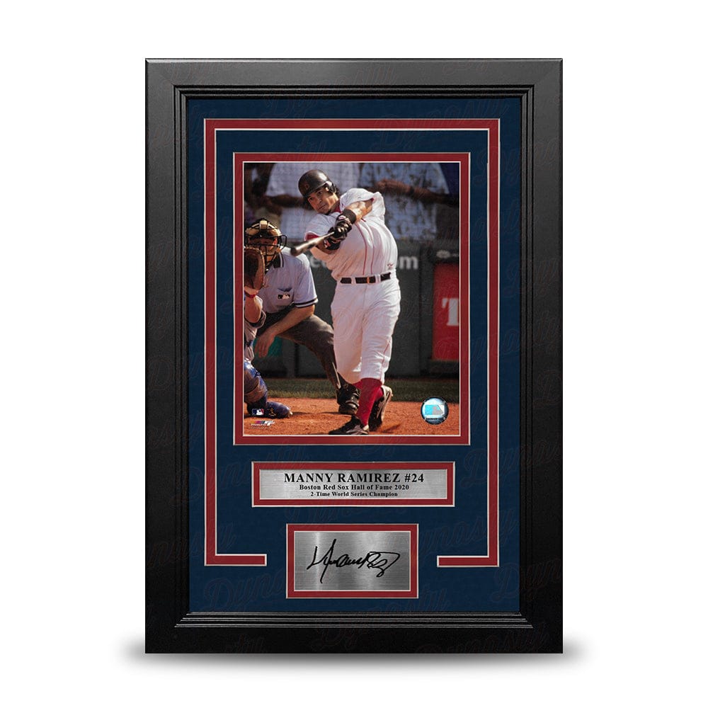 Dynasty Sports & Framing Engraved Signatures Manny Ramirez Swinging Action Boston Red Sox 8" x 10" Framed Baseball Photo with Engraved Autograph
