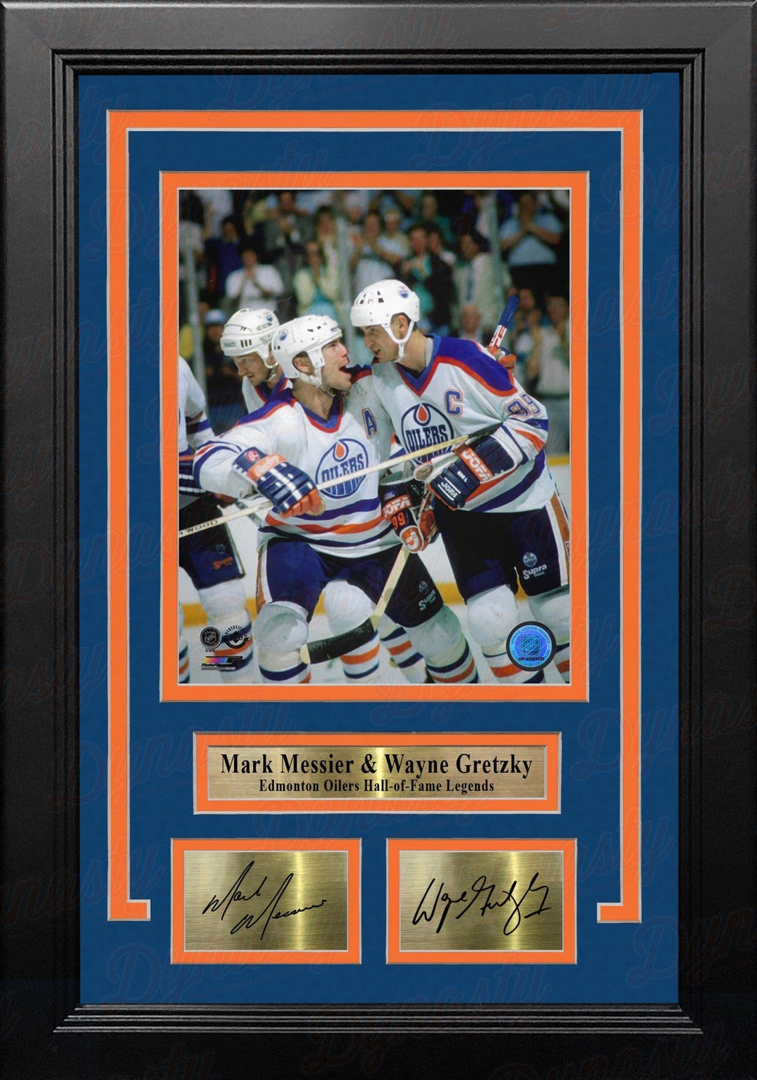 Dynasty Sports & Framing Engraved Signatures Mark Messier & Wayne Gretzky Edmonton Oilers 8" x 10" Framed Hockey Photo with Engraved Autographs