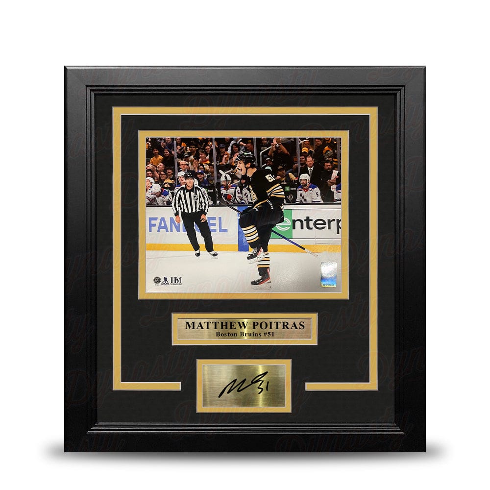 Dynasty Sports & Framing Engraved Signatures Matthew Poitras Celebration Boston Bruins 16" x 20" Framed Hockey Photo with Engraved Autograph