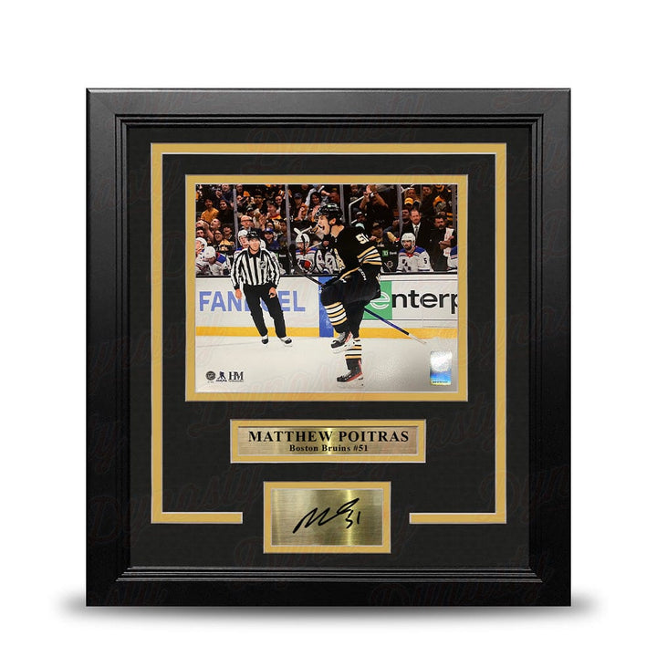 Dynasty Sports & Framing Engraved Signatures Matthew Poitras Celebration Boston Bruins 16" x 20" Framed Hockey Photo with Engraved Autograph