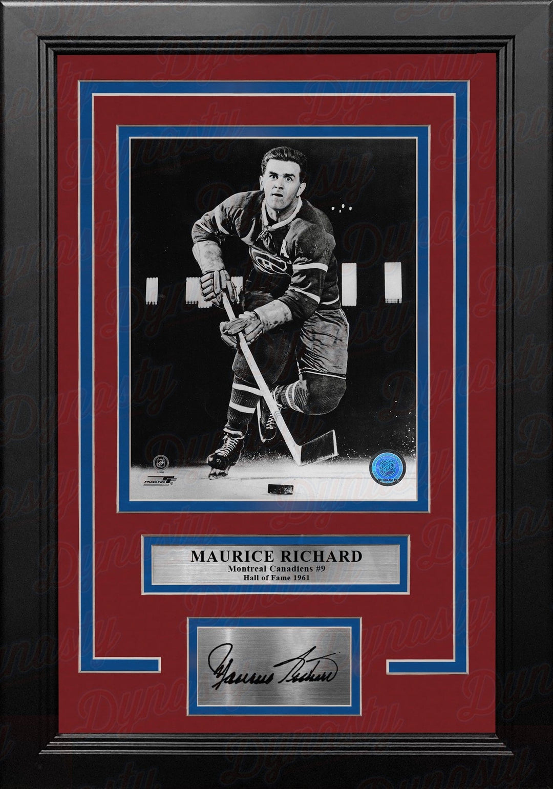 Dynasty Sports & Framing Engraved Signatures Maurice Richard Montreal Canadiens 8" x 10" Framed Classic Hockey Photo with Engraved Autograph