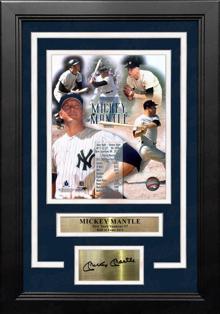 Dynasty Sports & Framing Engraved Signatures Mickey Mantle Stat Collage New York Yankees 8" x 10" Framed Baseball Photo with Engraved Autograph