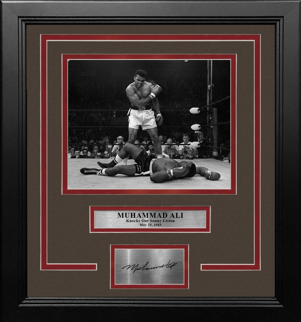 Dynasty Sports & Framing Engraved Signatures Muhammad Ali Knocks Out Sonny Liston Framed Boxing Photo with Engraved Autograph