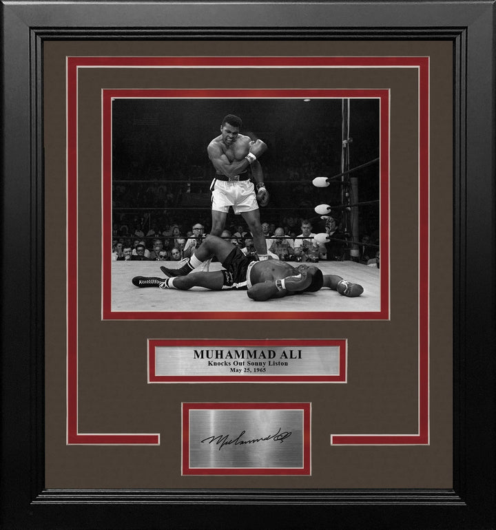 Dynasty Sports & Framing Engraved Signatures Muhammad Ali Knocks Out Sonny Liston Framed Boxing Photo with Engraved Autograph