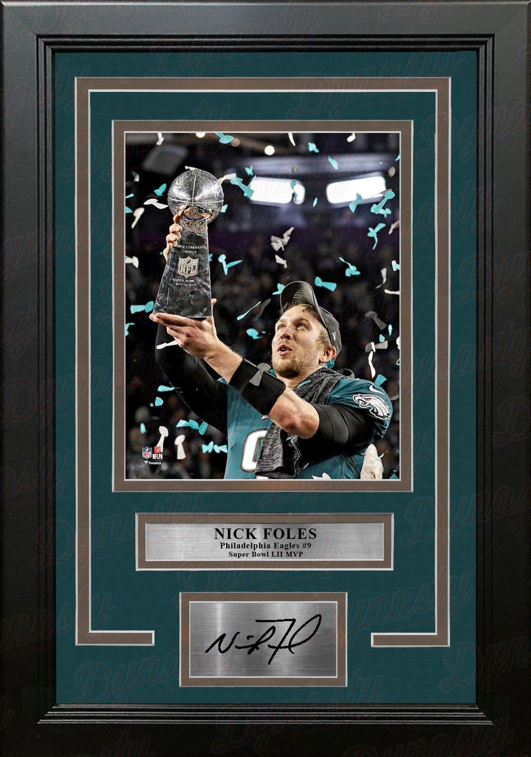 Dynasty Sports & Framing Engraved Signatures Nick Foles Trophy Philadelphia Eagles Super Bowl Champions 8x10 Framed Photo with Engraved Autograph