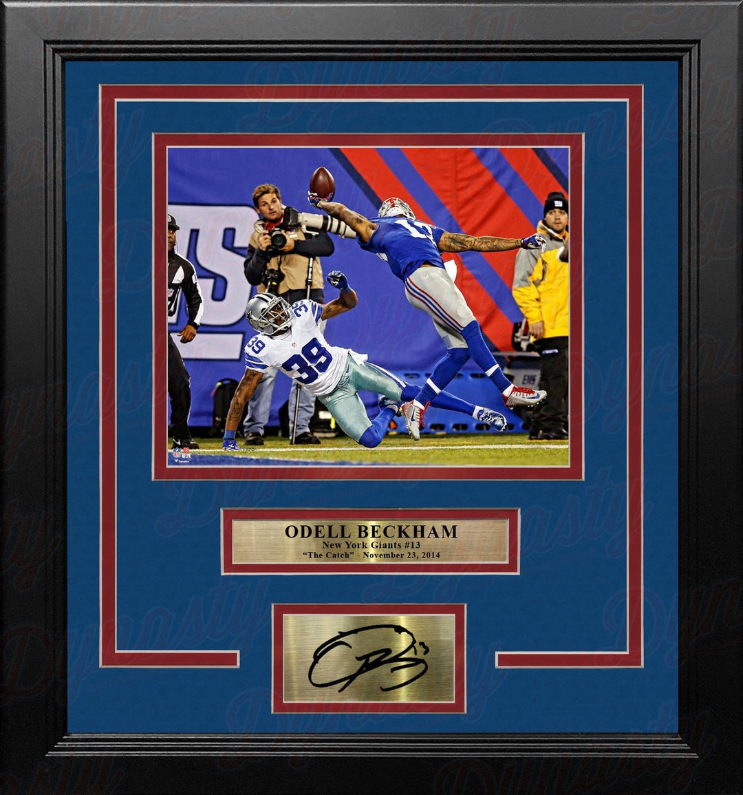 Dynasty Sports & Framing Engraved Signatures Odell Beckham One-Handed Touchdown Catch New York Giants 8x10 Framed Photo with Engraved Autograph