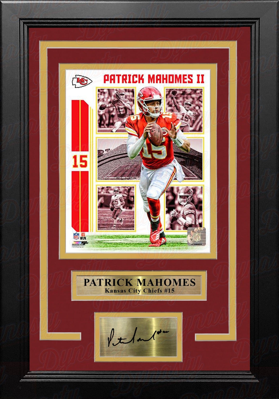 Dynasty Sports & Framing Engraved Signatures Patrick Mahomes Kansas City Chiefs 8" x 10" Framed Football Collage Photo with Engraved Autograph