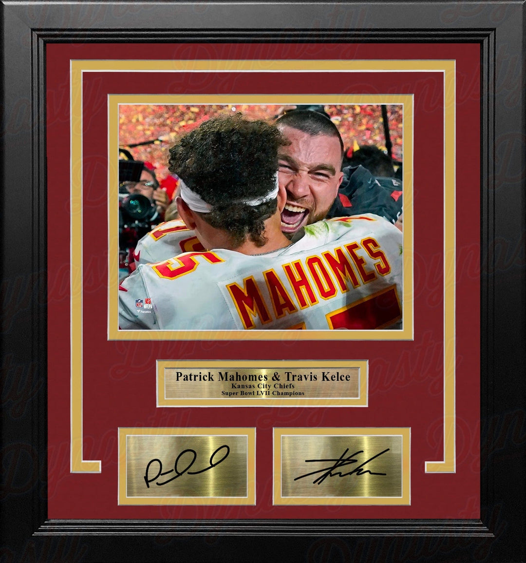Dynasty Sports & Framing Engraved Signatures Patrick Mahomes & Travis Kelce Super Bowl LVII Champs Chiefs 8x10 Framed Photo with Laser Autographs