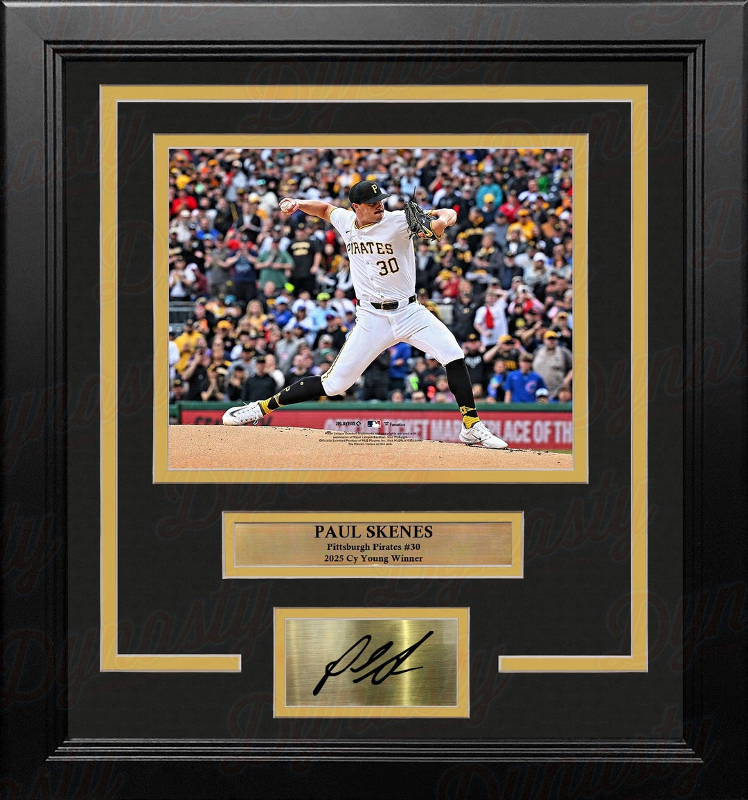 Dynasty Sports & Framing Engraved Signatures Paul Skenes in Action Pittsburgh Pirates 8" x 10" Framed Baseball Photo with Engraved Autograph