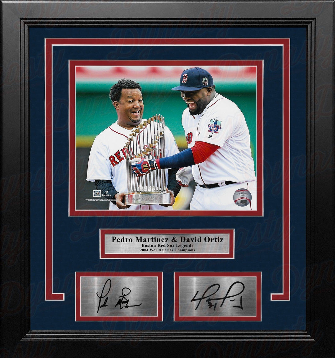Dynasty Sports & Framing Engraved Signatures Pedro Martinez & David Ortiz Trophy Boston Red Sox 8x10 Framed Photo with Engraved Autographs