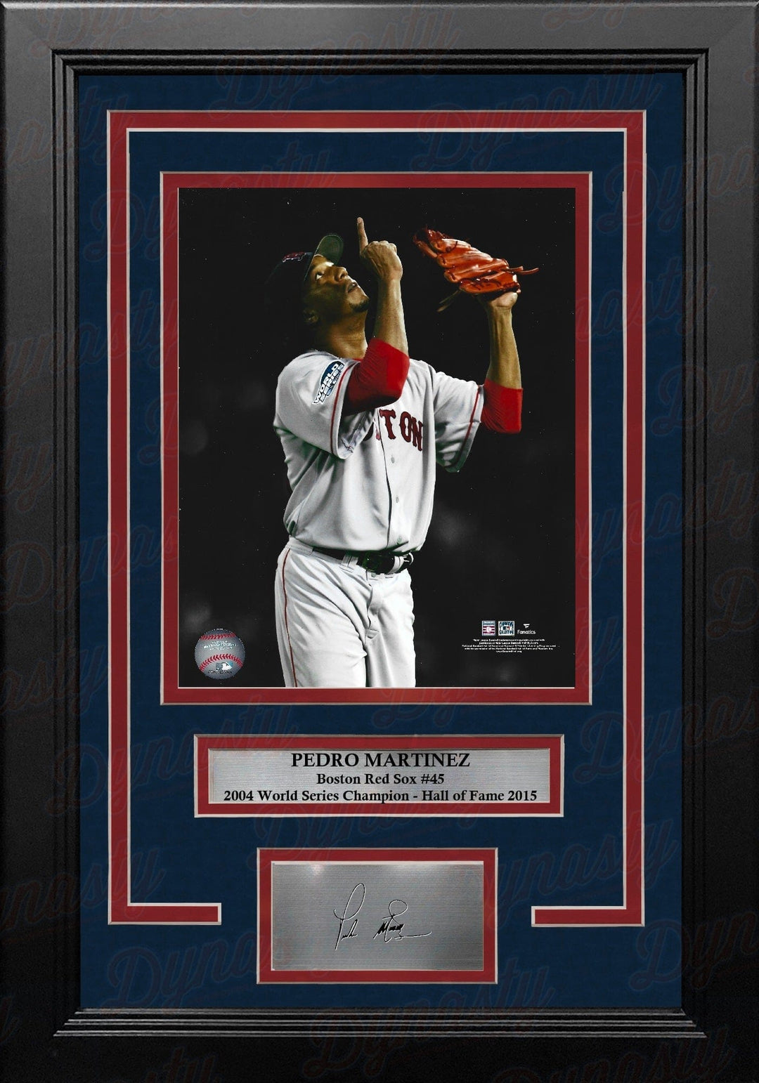 Dynasty Sports & Framing Engraved Signatures Pedro Martinez Sky Point 2004 World Series Boston Red Sox 11x14 Framed Photo with Engraved Autograph
