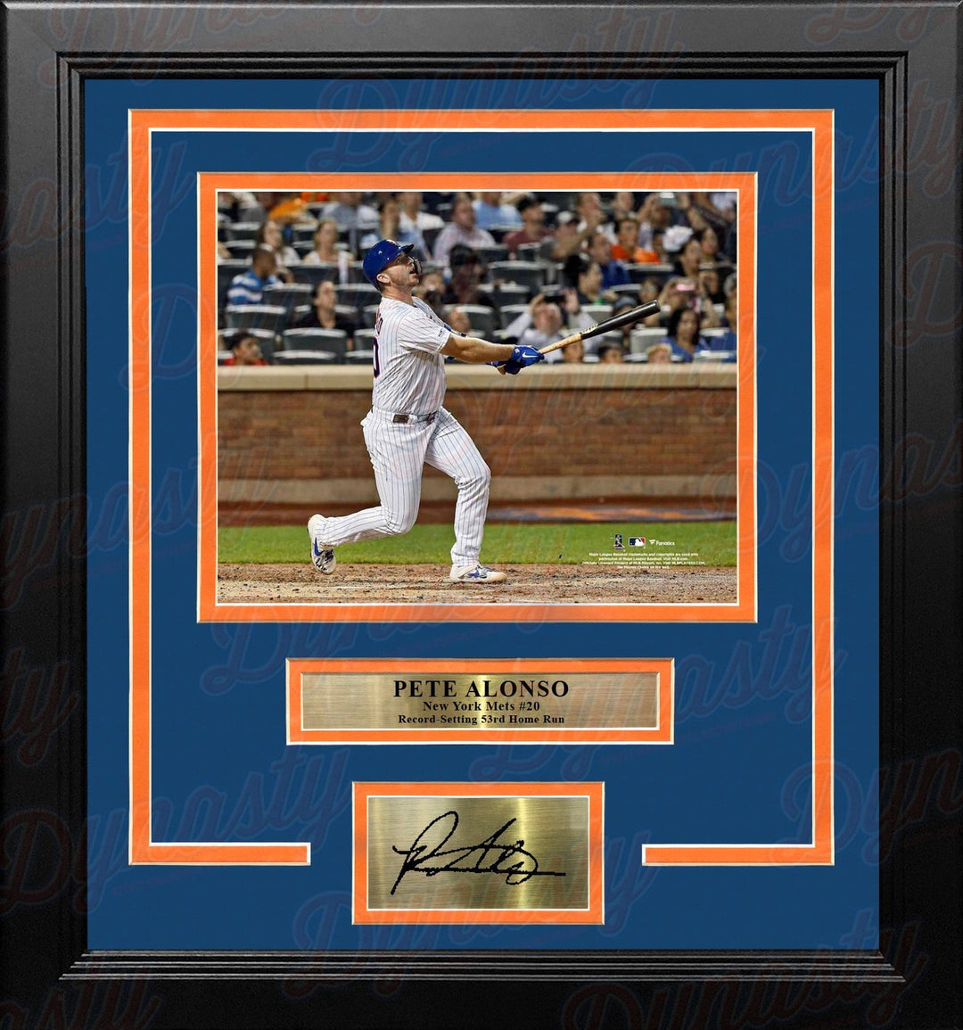 Dynasty Sports & Framing Engraved Signatures Pete Alonso Record-Breaking Home Run New York Mets 8" x 10" Framed Photo with Engraved Autograph