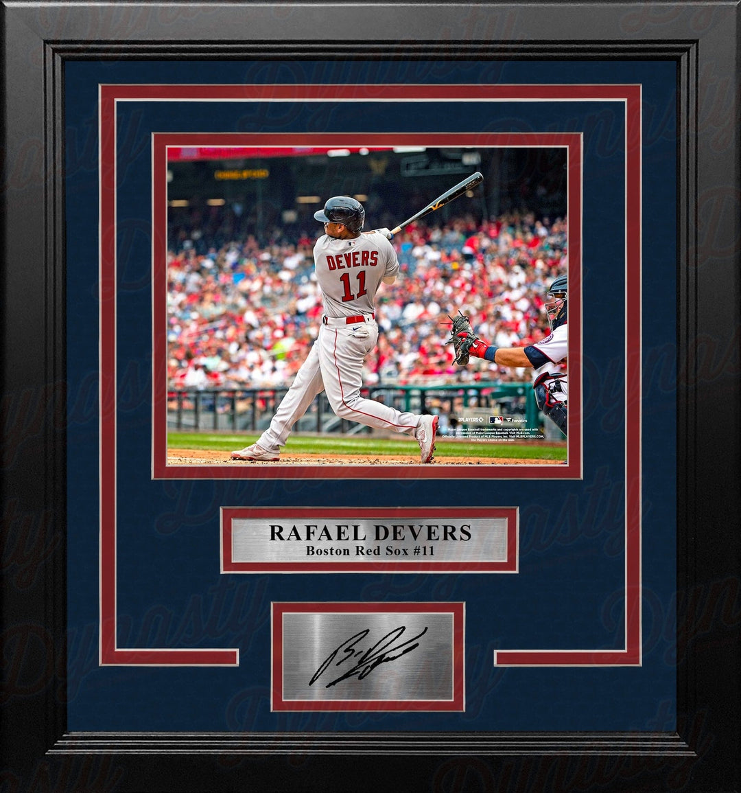 Dynasty Sports & Framing Engraved Signatures Rafael Devers in Action Boston Red Sox 8" x 10" Framed Baseball Photo with Engraved Autograph